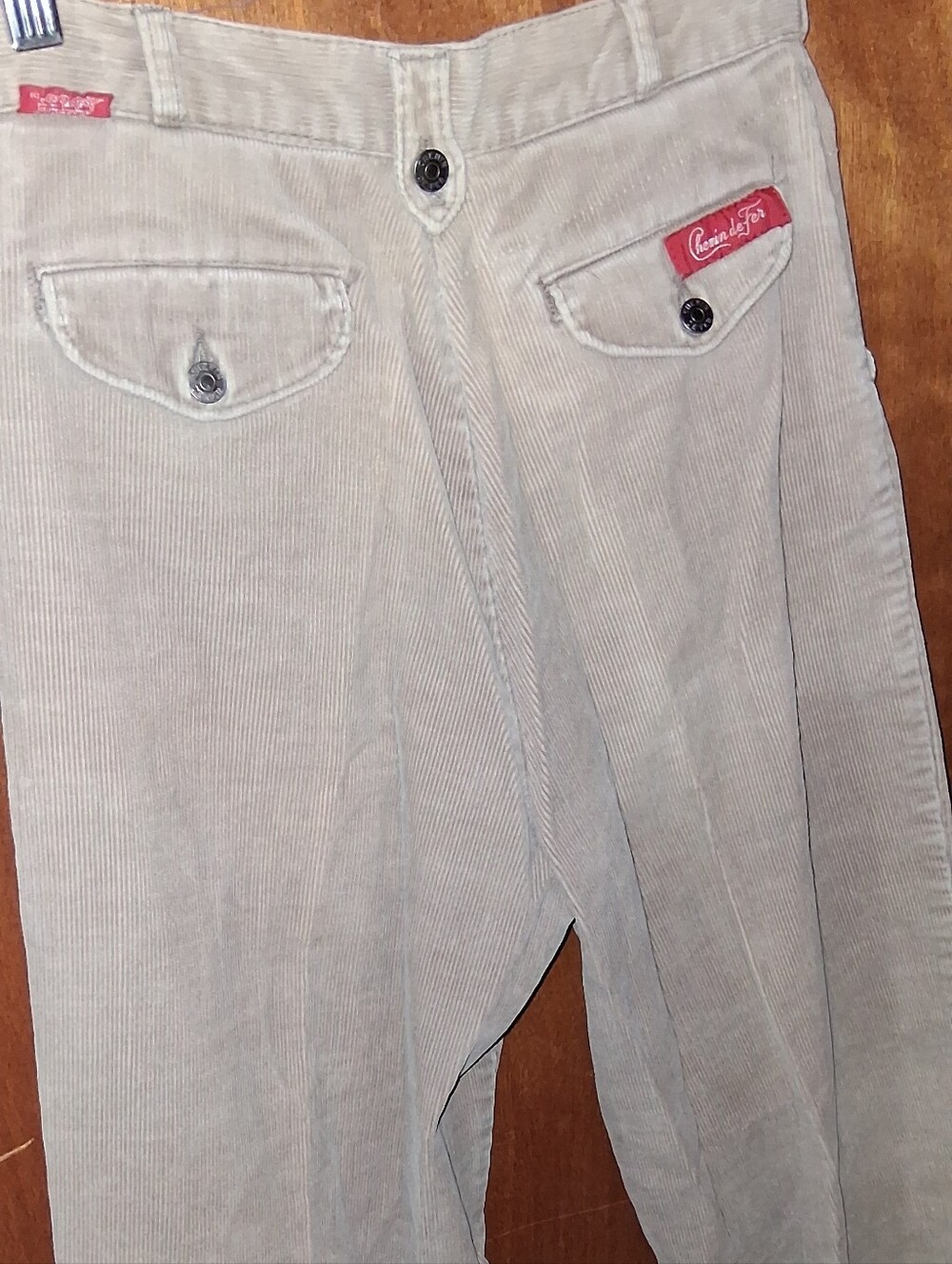 Vintage 70s Chemin De Fer High Rise Corduroy Pants Beige/Large